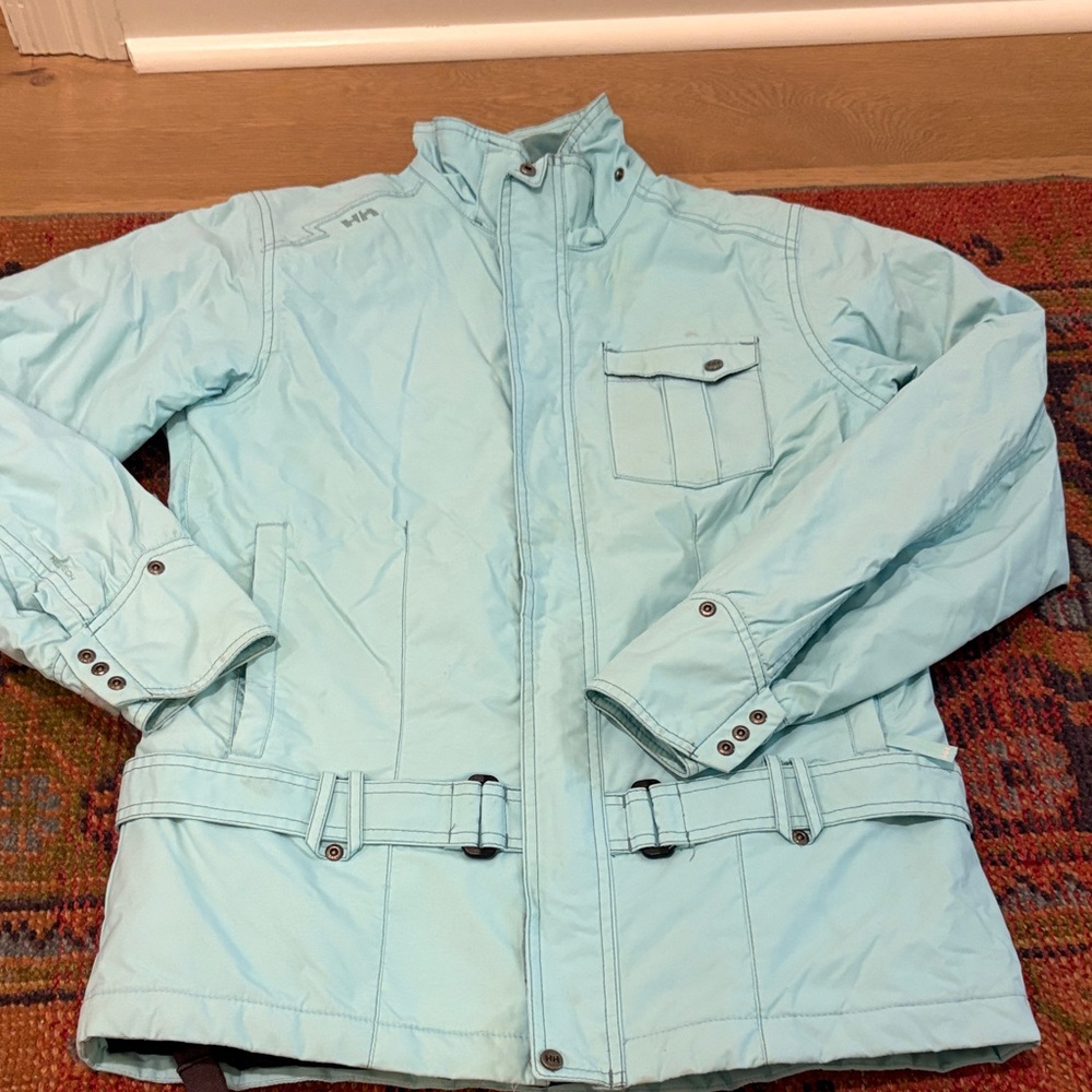 Helly Hansen Pale Blue High-Collar Outdoor Jacket